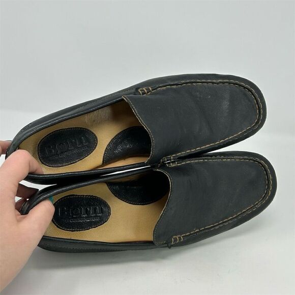 Born Men\'s Black Leather Driving Loafers Size 12 Casual Slip On Shoes